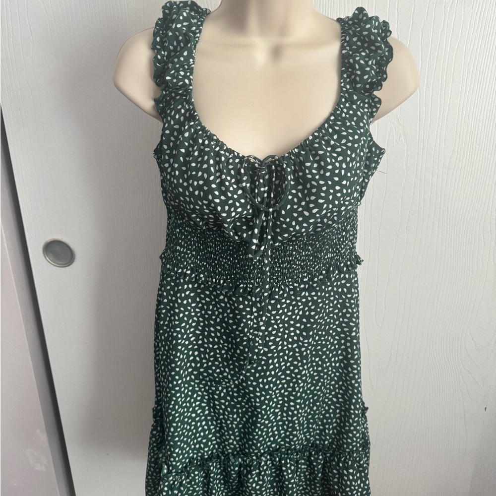 Green print off shoulder floral casual dress from amazon size small
